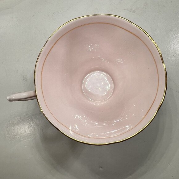 Vtg Tuscan Hand Painted Pink Floral Tea Cup Saucer English Pedestal Gold Trim - Picture 9 of 13
